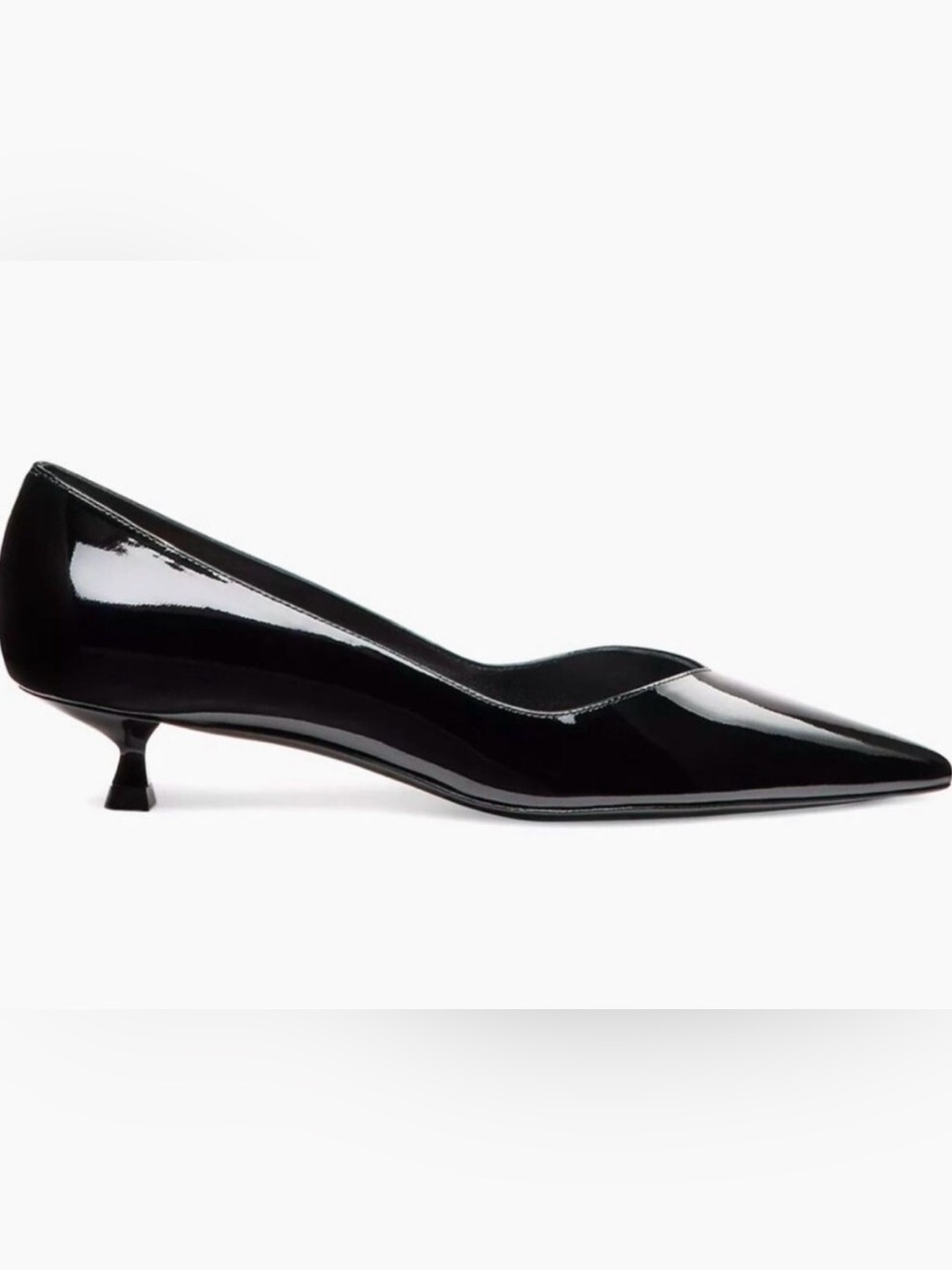 Stuart Weitzman Black Patent Pointed-Toe Kitten Heel Pump/ size 6.5/NEW
